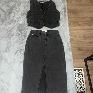 Abercrombie & Fitch Blue Midi Pencil Skirt with Slit for Work